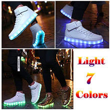 Load image into Gallery viewer, Voovix Unisex LED Shoes Light Up Shoes High Top Sneakers for Women Men white38
