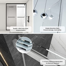 Load image into Gallery viewer, FEKEWIO Frameless Shower Door 57-60" W x 76" H Inch 3/8 Double Sliding with Soft Closing, Clear Tempered Glass 2 Ways Opening Enclosure in Brushed Nickel Finish, DS13