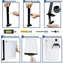 Load image into Gallery viewer, Wall Mount for PS5 Playstation 5 Disc Edition and Digital Edition (Mounts The Console on Wall Near or Behind TV with Invisible Design), Including 2 Accessory Holders for Controller & Headset (Black)