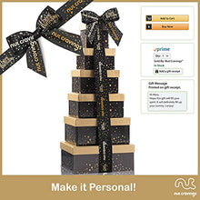 Load image into Gallery viewer, Happy Birthday Tower Gift Basket, Gourmet Nuts & Dried Fruits + Black Ribbon (12 Assortments) Arrangement Platter, Care Package Variety, Healthy Food Tray, Kosher Snack Box for Women Men Adults