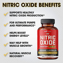 Load image into Gallery viewer, Nitric Oxide Supplement - L Arginine Capsules – Helps to Improve Energy, Endurance & Performance - Pre Workout - Muscle Builder - with All Essential Amino Acid, Maca Root & Beet Root Powder