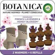Load image into Gallery viewer, Air Wick Botanica Plug in Scented Oil Starter Kit, 2 Warmers + 6 Refills, French Lavender and Honey Blossom, Air Freshener, Eco Friendly, Essential Oils, Brown/White, 8 Piece Set