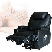Load image into Gallery viewer, Deluxe Wall Hugger Power Lift Heated Vibrating Massage Recliner Chair with Wheels/Control (Black)