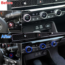 Load image into Gallery viewer, CKE for 11th Gen Civic Car Air Conditioning Switch AC Knob Cover Trim + Engine Start Stop Push Button Cover Ring for Honda Civic 2022 Accessories -Blue