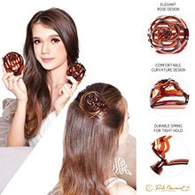 Load image into Gallery viewer, RC ROCHE ORNAMENT 6 Pcs Womens Stylish Rose Dome Comb Clamp Shell Plastic No Slip Strong Secure Grip Side Slide Bun Maker Beauty Accessory Hair Clip, Large Brown
