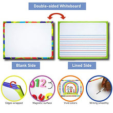 Load image into Gallery viewer, Lined Magnetic Dry Erase Board for Kids with 6 Markers, Premium Double-Sided Dry Erase Lapboard for Learning Writing and Drawing – Stick to Fridge – 9 X 12 Inch Small White Board for Kids with Eraser