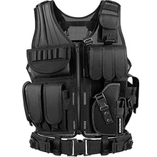 Load image into Gallery viewer, HUNTSEN Tactical Vest for Men Adjustable Size + Tactical Pistol Bag for Double Handguns Black