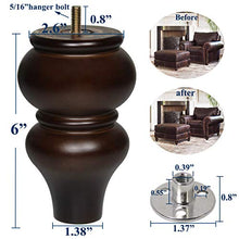 Load image into Gallery viewer, AORYVIC Wood Sofa Legs 6 inch Turned Furniture Legs Set of 4 Legs for Furniture Couch Recliner Futon (6 inch)