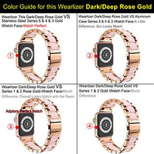 Load image into Gallery viewer, Wearlizer Compatible with Apple Watch Band 38mm 40mm Fashion Wristbands Womens for iWatch SE Stainless Steel and Resin Replacement Metal Clasp Strap, Series 6 5 4 3 2 1 Sport-Dark Rose Gold+Pink