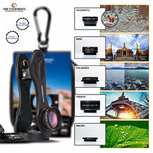 Load image into Gallery viewer, SHUTTERMOON UPGRADED Phone Camera Lens Kit for iPhone 11/Xs/R/X/8/7/6s/Smartphones/Pixel/Samsung/Android Phones Camera. 2xTele Lens Zoom Lens+Fisheye Lens+Super Wide Angle Lens&Macro Lens+CPL (5 in 1)
