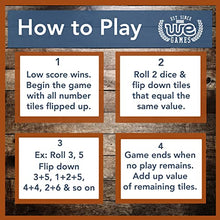 Load image into Gallery viewer, WE Games Shut The Box Wooden 1-4 Player Board Game Travel Size, The Original Table Top Dice Game for Families, Learn Math, for Classrooms, Pubs or at Home, 14 inches, Includes 8 Dice