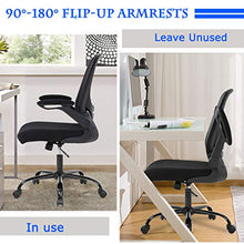 Load image into Gallery viewer, Office Chair Ergonomic Desk Chair Mesh Computer Chair Swivel Rolling Mid Back Task Chair with Lumbar Support Flip-up Arms Massage Adjustable Chair for Women Adults(Black)