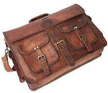 Load image into Gallery viewer, DHK 18 Inch Vintage Handmade Leather Messenger Bag for Laptop Briefcase Best Computer Satchel School Distressed Bag (16 inch Medium)
