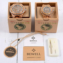 Load image into Gallery viewer, Bewell ZS-100B Couple Wooden Quartz Watch Men and Women 30M Water Resistance Date Display Fashion Watches (FBA)
