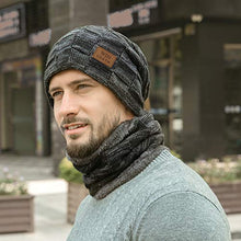 Load image into Gallery viewer, LCZTN Mens Winter Beanie Hat Scarf Set Warm Fleece Lined Knit Ski Hats Slouchy Skull Cap for Unisex Gift (Black)