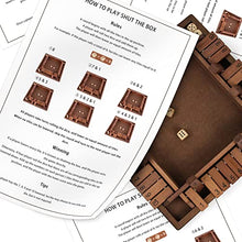 Load image into Gallery viewer, Shut The Box Game Wooden 4 Player, Classic Board Game for Kids & Adults, Educational Math Learning Toy, Table Dice Game for The Party Family or Bar - 12 Inch with 8 Dice