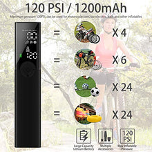 Load image into Gallery viewer, VEEAPE Portable Air Compressor Tire Inflator, Electric Bike Tire Pump with Digital Pressure Gauge, 120PSI Rechargeable Auto Air Pump for Bicycle Tires and Other Inflatables