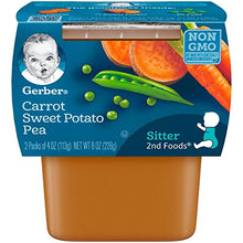 Load image into Gallery viewer, Gerber Baby Food 2nd Foods Blends, Carrot Sweet Potato Pea Puree, Veggie Power, Natural & Non-GMO, 4 Ounce Tubs, 2-Pack (Pack of 8)