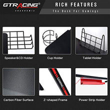 Load image into Gallery viewer, GTRACING Gaming Desk Computer Office PC Gamer Table Racing Style Professional Game Station Z-Shaped with Gaming Controller Tablet Stand & Cup Holder, Black