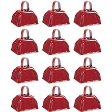 Load image into Gallery viewer, Blue Panda Metal Cowbell with Handle, Red Noise Maker (3 x 2.8 in, 12 Bells)