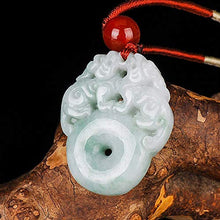 Load image into Gallery viewer, Myanmar Emerald Pendant Hand Carved Lucky Amulet Brave Troops Lovers Necklace with Chain for Men Women Gift