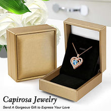 Load image into Gallery viewer, Forever Love Heart Pendant Blue March December Birthstone Necklaces for Women 925 Sterling Silver Rose Gold Valentine's Day Jewelry Gifts for Wife Girlfriend Her Mom for Anniversary Birthday