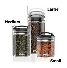 Load image into Gallery viewer, Prepara, Black Gloss handle, Evak Fresh Saver Airless Canister, Glass & Stainless, Small, Medium