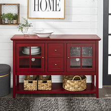 Load image into Gallery viewer, Walker Edison Furniture Company Rustic Farmhouse Wood Buffet Storage Cabinet Living Room, 52 Inch, Red