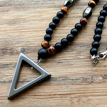 Load image into Gallery viewer, Bergort Beads Black Mens Hematite Triangle Pendants Necklace Fashion Jewelry for Party Street Prom