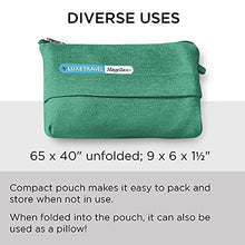 Load image into Gallery viewer, Portable, Soft, Lightweight Travel Blanket with Bag for Airplane, Taxi Cabs, Concerts or Picnics; Back Strap to Attach to Luggage (Green)