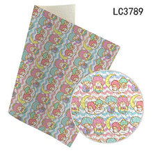 Load image into Gallery viewer, 5pcs Fake Leather Fabric for Sewing Clothe Furniture Eco Imitation Sheets Cartoon Gemini and Girl Pattern DIY Bow Hair Accessories Supplies 2230cm/A4