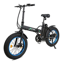 Load image into Gallery viewer, ECOTRIC Electric Fat Tire Bicycle Folding Bike 36V 12Ah 500W Lithium Battery Beach Snow Mountain 20" Ebike Moped - Extra Free Rear Rack(Black&Blue)