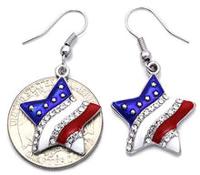 Load image into Gallery viewer, Soulbreezecollection USA American Flag Stars Patriotic 4th of July Independence Day Pendant Necklace & Dangle Earrings Set