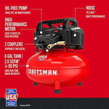 Load image into Gallery viewer, CRAFTSMAN Air Compressor, 6 Gallon, Pancake, Oil-Free with 13 Piece Accessory Kit (CMEC6150K)