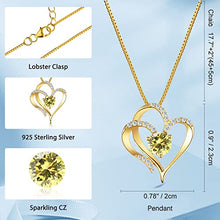 Load image into Gallery viewer, RIVIKO Love Heart Necklace For Women 925 Sterling Silver Gold Plated Zirconia August Birthstone Pendant Necklaces for Mother Wife Girls Sister Birthday Christmas Valentine's Day Mothers Day Jewelry Gift with Box