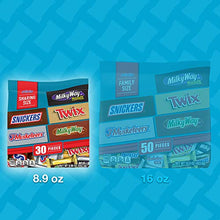 Load image into Gallery viewer, MARS Chocolate Favorites (SNICKERS, TWIX, 3 MUSKETEERS & MILKY WAY) Minis Size Candy Bars Assorted Variety Mix, 8.9 Ounce Bag (Packaging may vary)