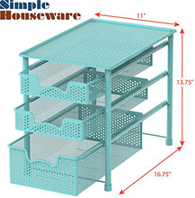 Load image into Gallery viewer, Simple Houseware Stackable 3 Tier Sliding Basket Organizer Drawer, Turquoise