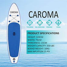 Load image into Gallery viewer, Caroma 126inch Inflatable Stand Up Paddle Board, Premium SUP Accessories, Bottom Fin for Paddling, Leash, Hand Pump and Backpack, Non-Slip Deck, Youth & Adult Standing Boat (Navy Blue, 126inch)