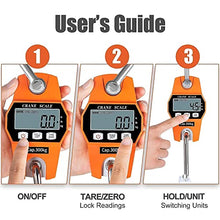 Load image into Gallery viewer, RUOQUTWK Digital Hanging Scale, with Precision Sensor 660LB Spring Hanging Weight Scale for Fish, Hunting, Fishing, Bicycles, Large Luggage, Farm, Meat Scale, Etc. (Crane Scale 300 kg Orange)