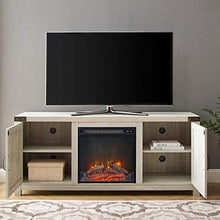 Load image into Gallery viewer, Walker Edison Georgetown Modern Farmhouse Double Barn Door Fireplace TV Stand for TVs up to 65 Inches, 58 Inch, Stone Grey