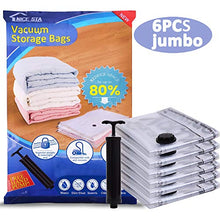 Load image into Gallery viewer, Premium 6 Jumbo 80% Space Saver Vacuum Storage Bags (40"x30") Compression Bags for Clothes Quilts Pillows and Reusable Hand Pump Included for Traveling