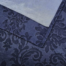 Load image into Gallery viewer, LINENZONE Damask Embossed Navy Blue Extra Wide Curtain Panels Used As Curtains for Patio Doors, Sliding Glass Door Curtain, Curtain Room Dividers, or Back Door Curtains. (Evelyn 102 x 84 Navy)