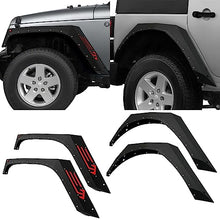 Load image into Gallery viewer, YZONA Armor Style Front & Rear Fender Flares Compatible with 2007-2018 Jeep Wrangler JK JKU Unlimited 4 PCS Heavy Duty Durable Steel Off-Road Wheel Fenders Textured Black Finish (2/4 Doors)