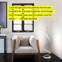 Load image into Gallery viewer, Brightech Allure - 32” Bright LED Spiral Lamp Gets Compliments - Modern Curved Pole Light for Bedrooms & Living Rooms - Floor Standing/End Table Lamp with Built In Dimmer Switch - Platinum