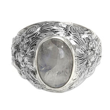 Load image into Gallery viewer, NOVICA Rainbow Moonstone .925 Sterling Silver Men's Ring 'Lion Charisma'