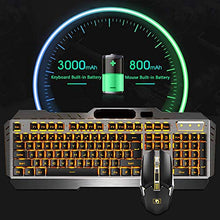 Load image into Gallery viewer, Rechargeable Keyboard and Mouse,Suspended Keycap Mechanical Feel Metal Panel Gaming Keyboard Mouse Combo,3800mAh Large Capacity Lithium Battery,Anti-ghosting (Black)