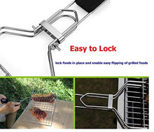 Load image into Gallery viewer, AIZOAM Portable Stainless Steel BBQ Barbecue Grilling Basket for Fish,Vegetables, Shrimp,and Small Flat Sea Food .Great Useful BBQ Tool.-【Bonus Additional Sauce Brush and 50 Natural Bamboo Skewers 】