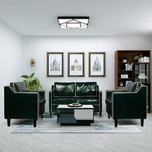 Load image into Gallery viewer, Mid Century Modern 3 Piece Sectional Sofa Set Couches for Living Room Faux Leather Armrest Office Couch Set Loveseat for Small Spaces, Home Furniture Green (Loveseat + 2 Single (3pcs), Green & White)
