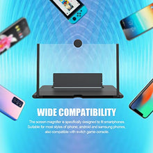 Load image into Gallery viewer, 12" Cell Phone Screen Enlarger Magnifier 2022 Newest Version, HD Pull Type Smartphone Screen Amplifier for Movies, Videos and Gaming, Foldable Phone Magnifying Screen Compatible with Most Smartphones