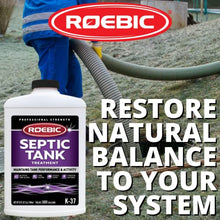 Load image into Gallery viewer, Roebic K-37-Q Septic Tank Treatment Removes Clogs, Environmentally Friendly Bacteria Enzymes Safe for Toilets, Works for 1 Year, 32 Fl Oz